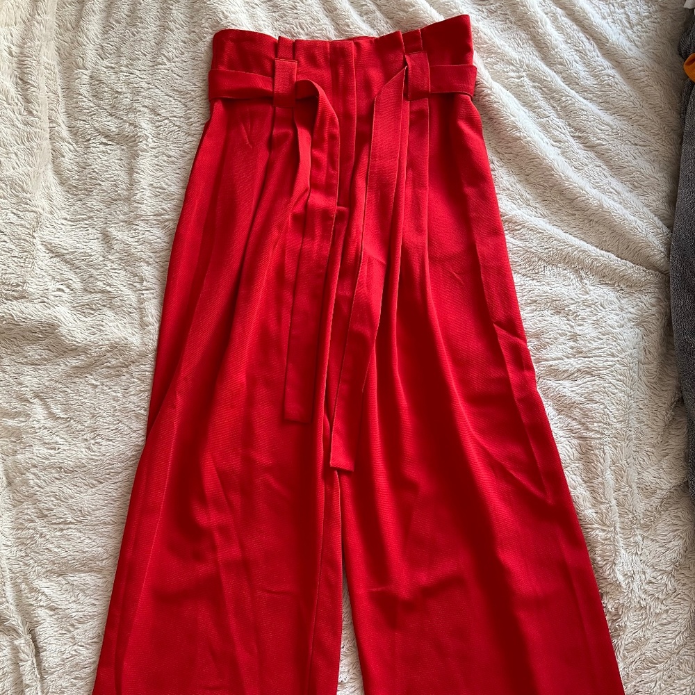 Hot Red Wide Leg Pants Dotti Size 12 - Picture 1 of 5